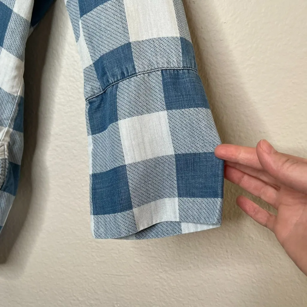 Cloth & Stone Womens Blue Plaid checkered Button-Up Casual Tencel Shirt XS - Image 6