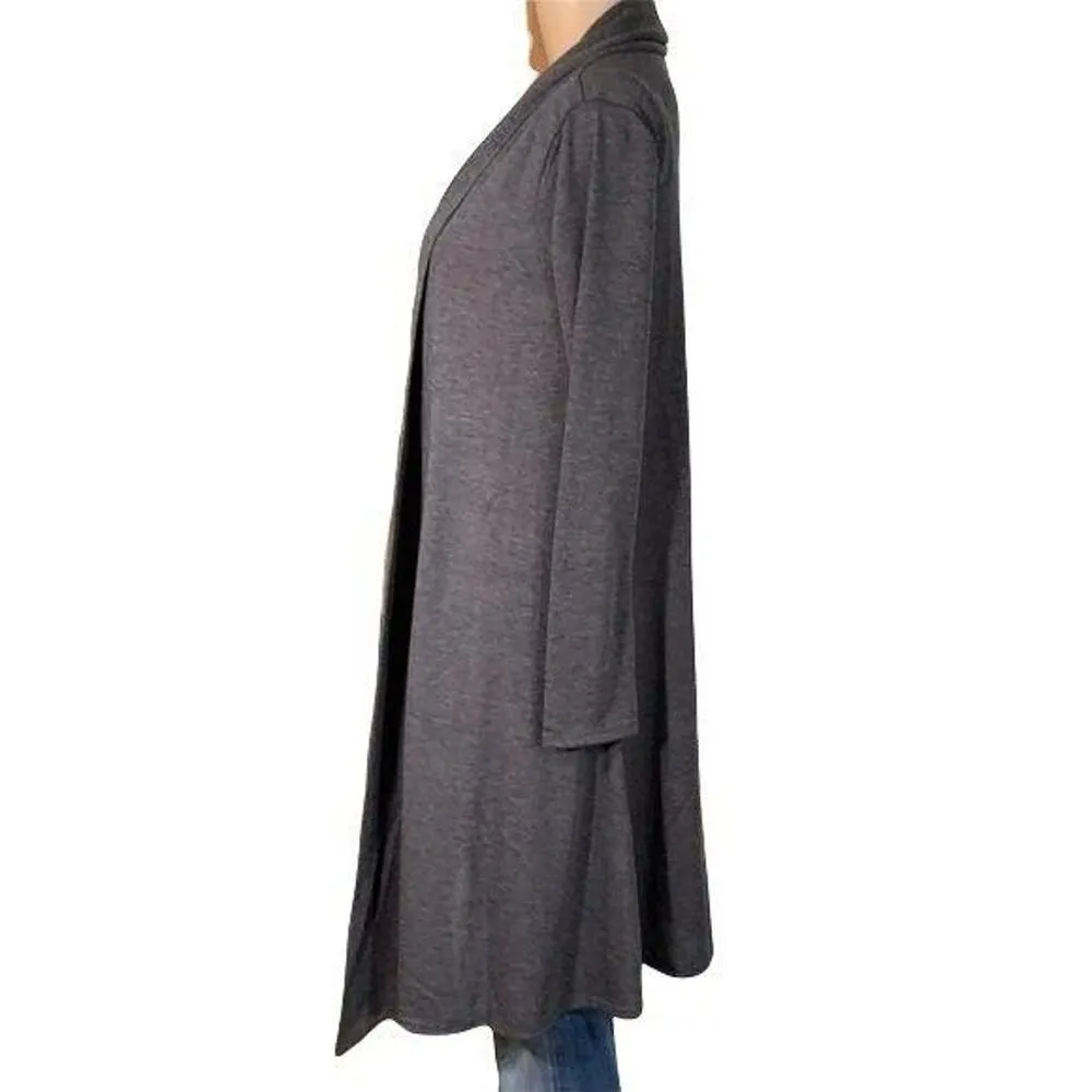 Bee Uniq Womens Cardigan Sweater Knee Length Open Front Hacci Duster Gray Small - Image 7