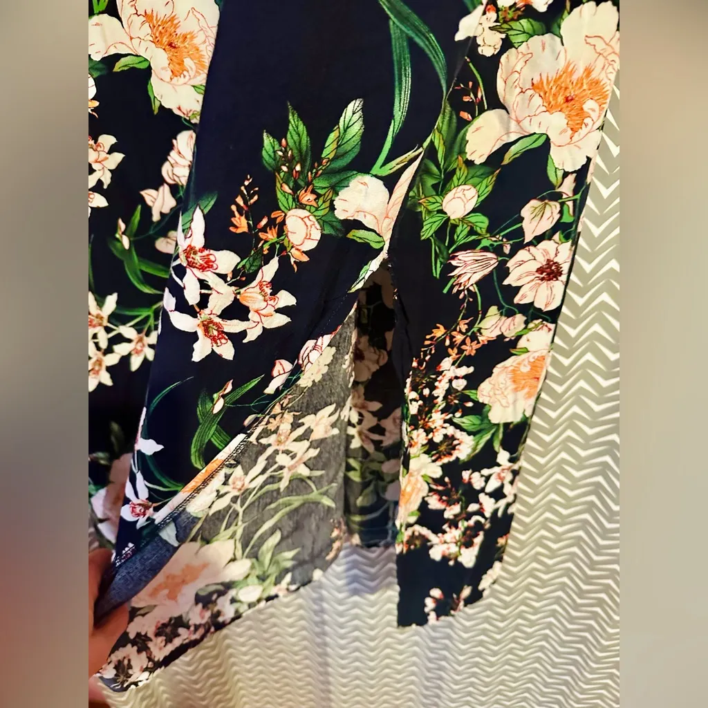 Natural Life | Navy Floral Print Kaftan Midi Dress, Size XS/S - Image 5