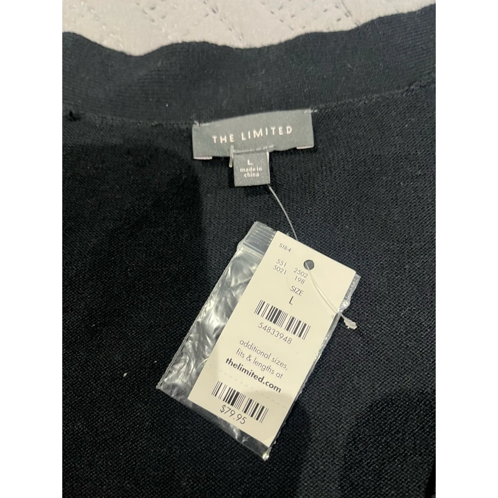 The Limited Women's L black striped thin knit button front cardigan sweater NWTe - Image 7