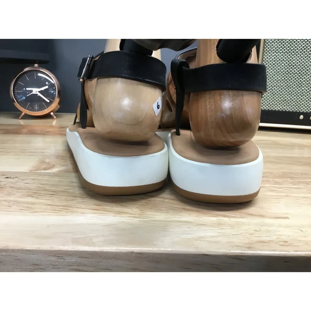 Corso Como Slingback Wedge Sandals Women's 9.5 Black Leather Buckle Comfort - Image 4