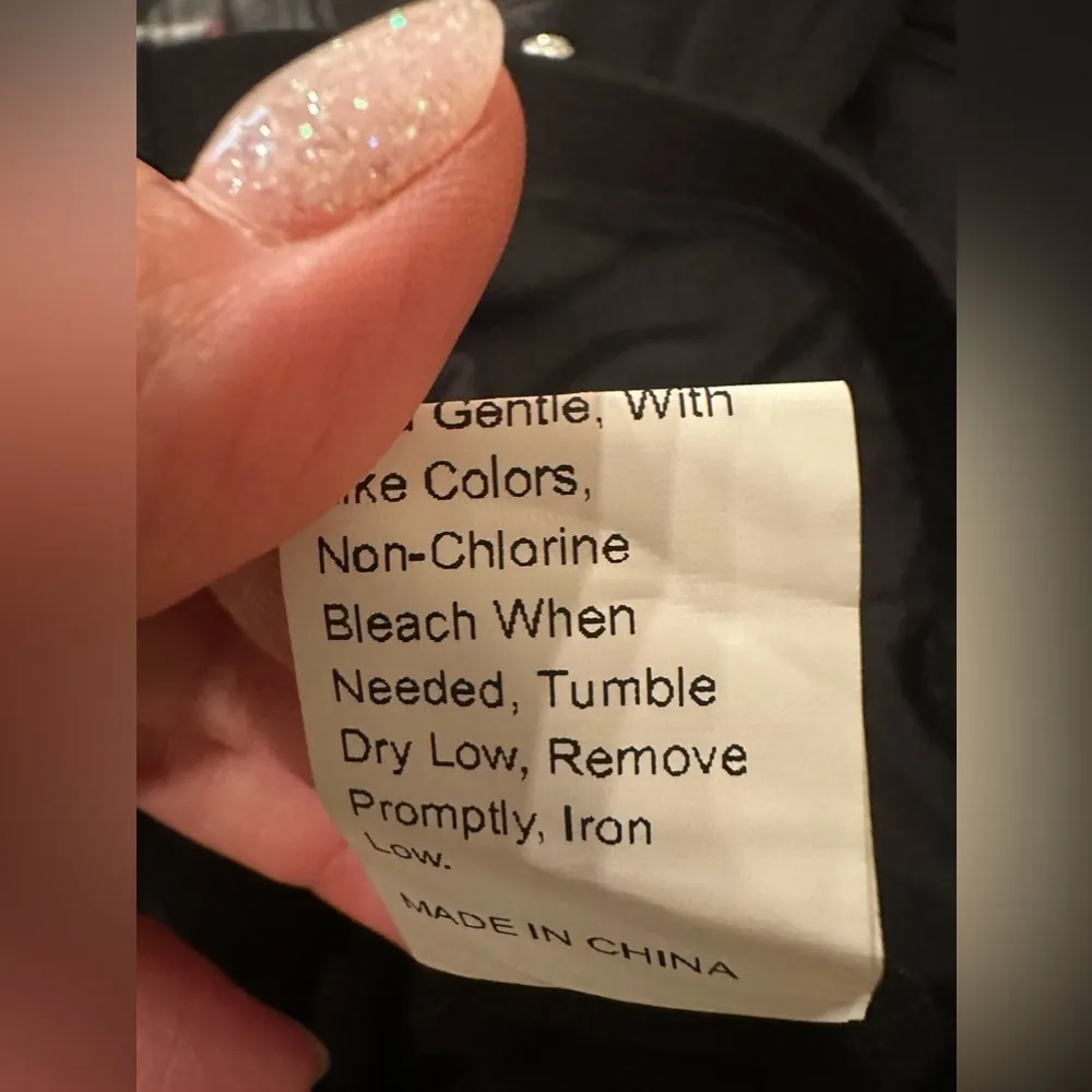 Shein Black Ribbed Rhinestone Pants with Elastic Waist Large - Image 6