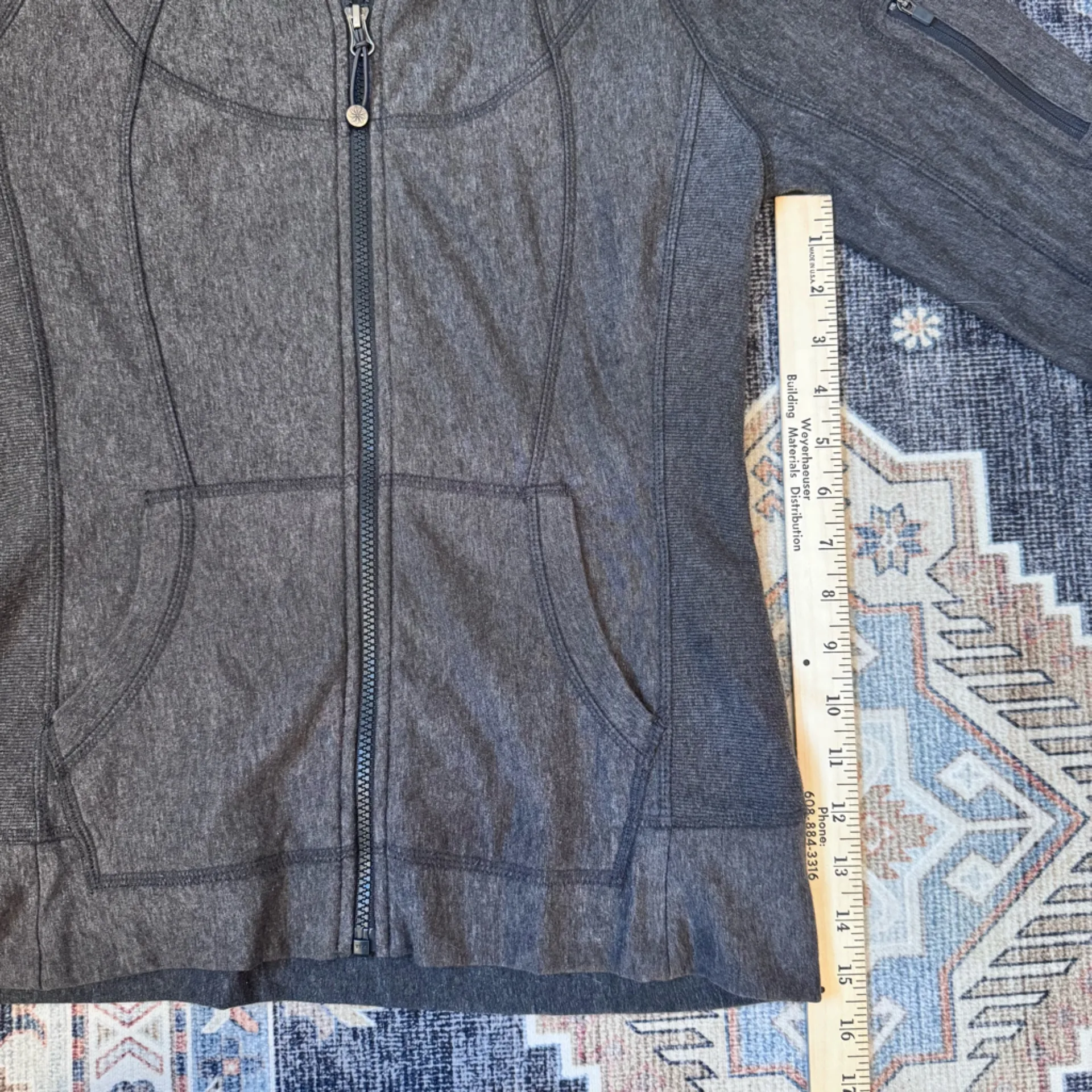 Athleta Full Zip Charcoal Gray Athletic Hoodie Thumb Hole Women’s Size Small - Image 13