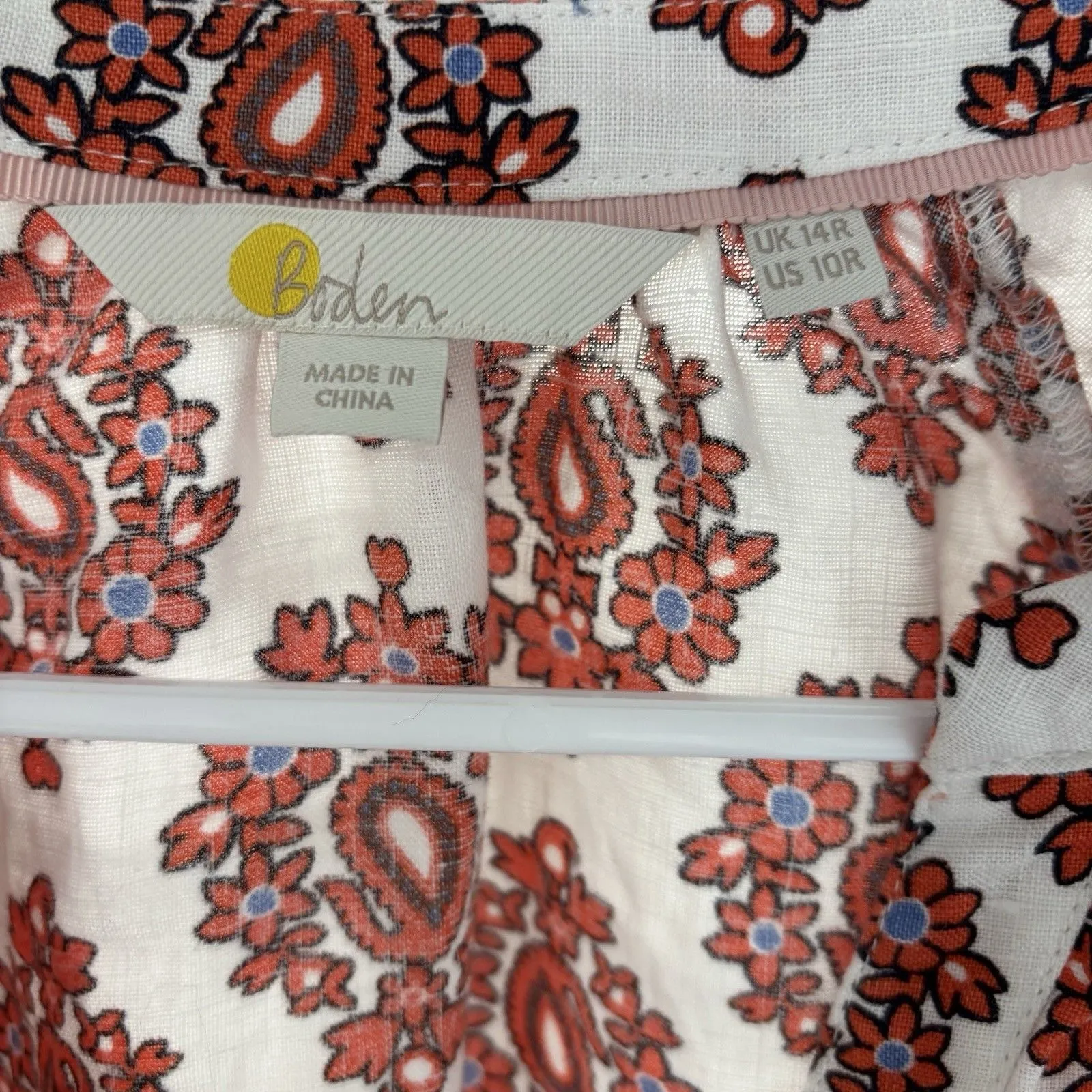 Boden Linen Dress Womens Size 10 Mini Vneck Long Sleeve Cute Chic Boho - Image 2