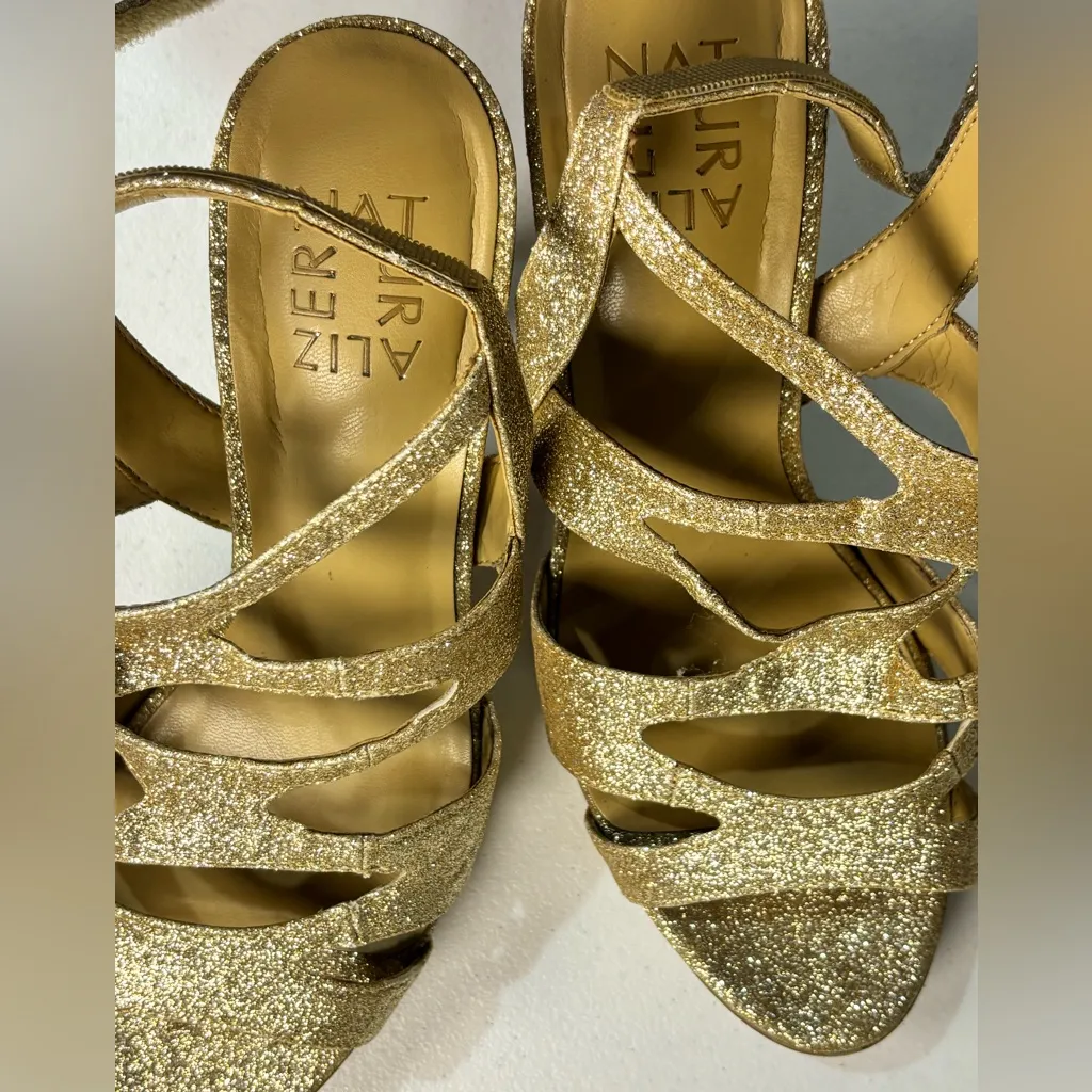 Naturalizer gold glitter heels size 8M - Image 6