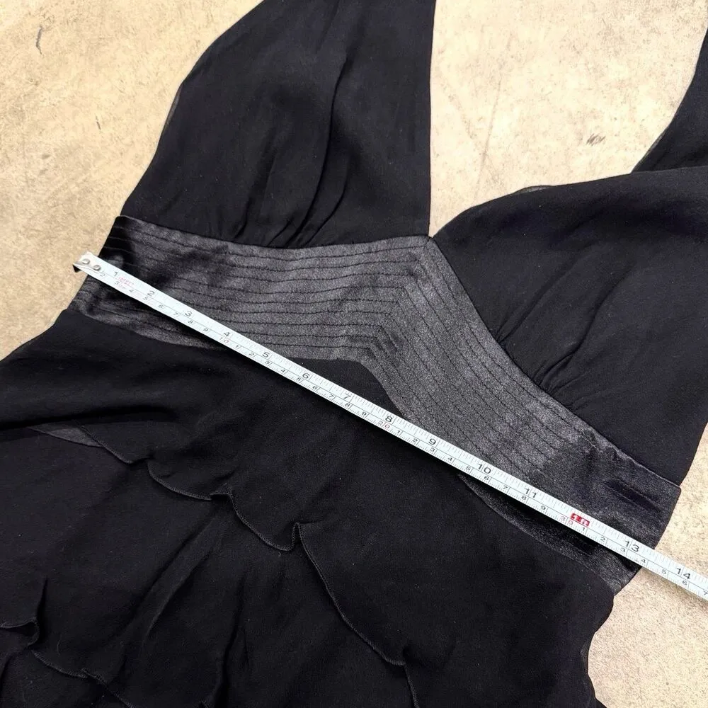 Vintage Laundry by Shelli Segal y2k silk coquette halter ruffle dress - Image 5