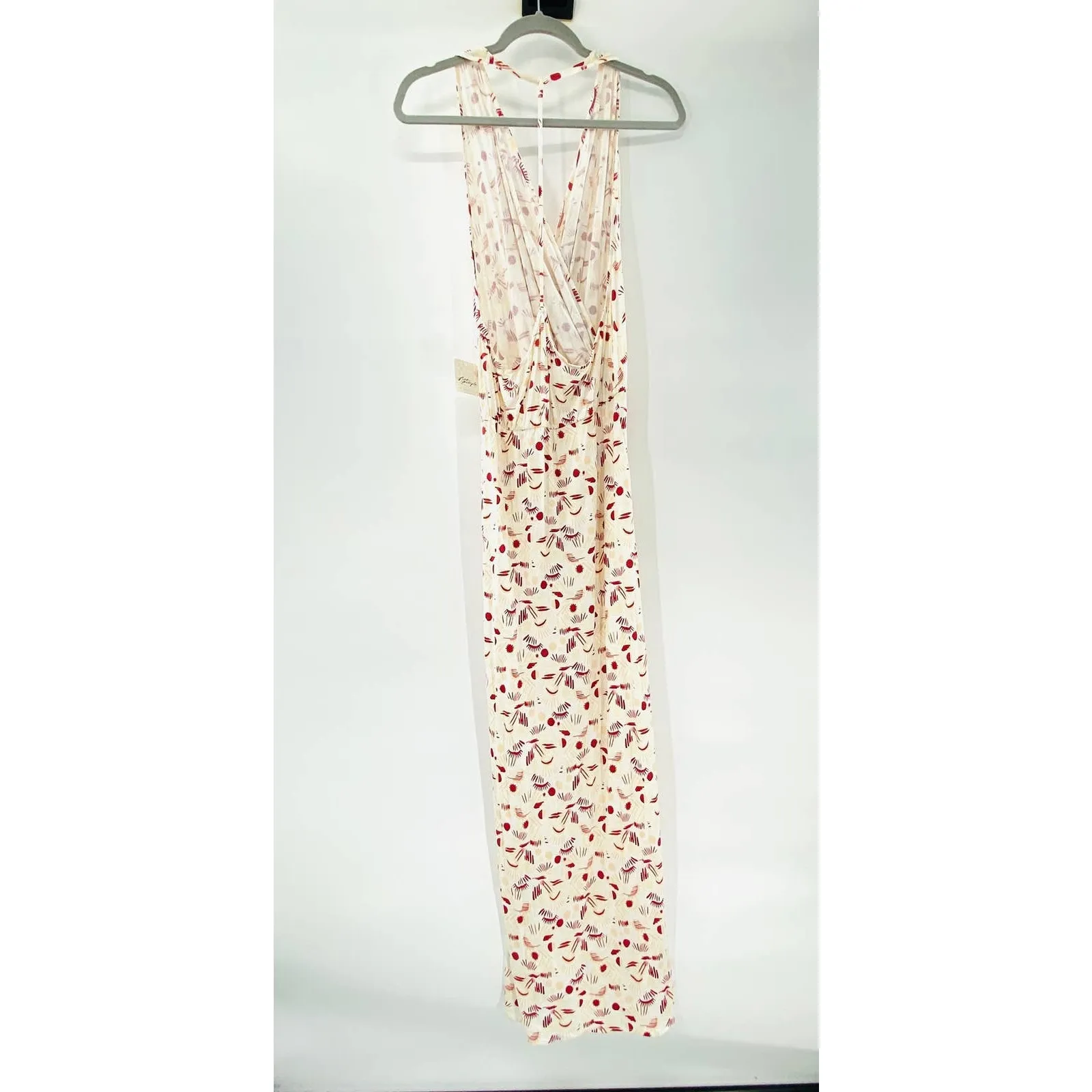 NEW Free People Daria Ivory Printed Sleeveless Halter Slit Maxi Dress T-Back LG - Image 5
