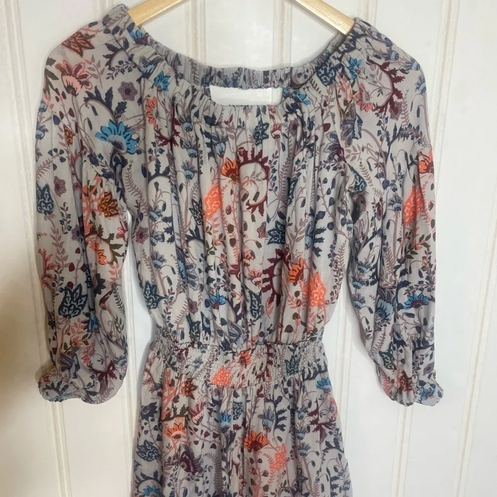 Free People Pretty & Free Grey Floral Long Sleeve Romper -249 - Image 9