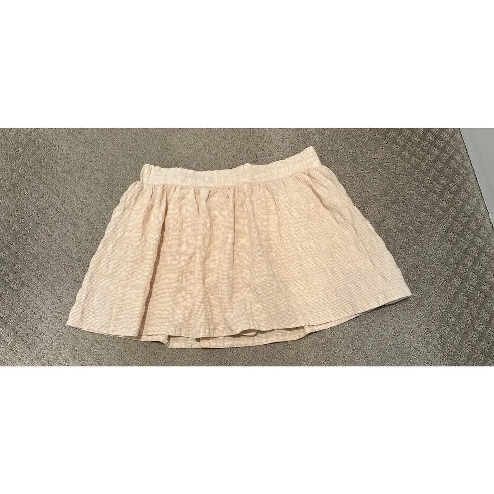 Zara Cream Ivory Brown Checkered Plaid Textured Skort, M - Image 3