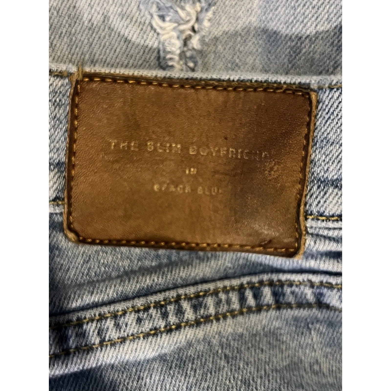 Zara The Slim Boyfriend Women's Blue Distressed Crop High Waisted Denim Jeans 8 - Image 5