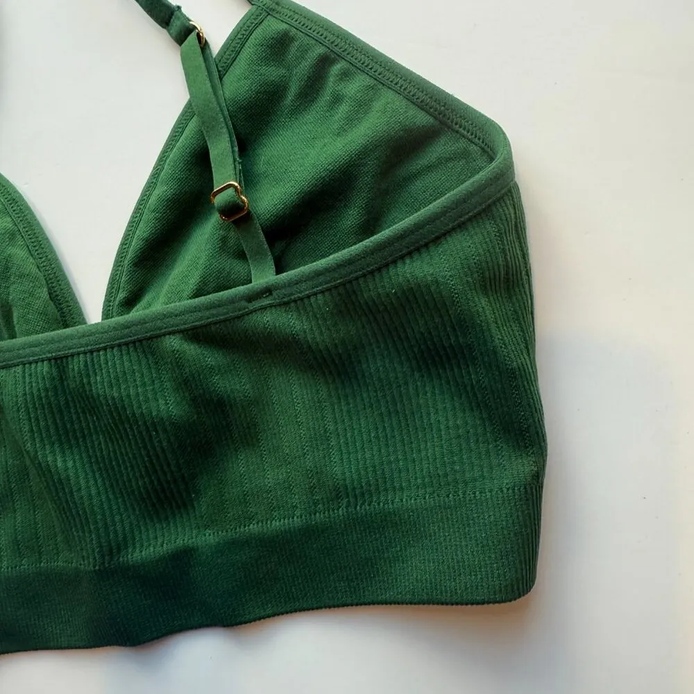 NWT  V-Neck Cutout Bralette Bra Pullover Green Size Small S NEW - Image 8