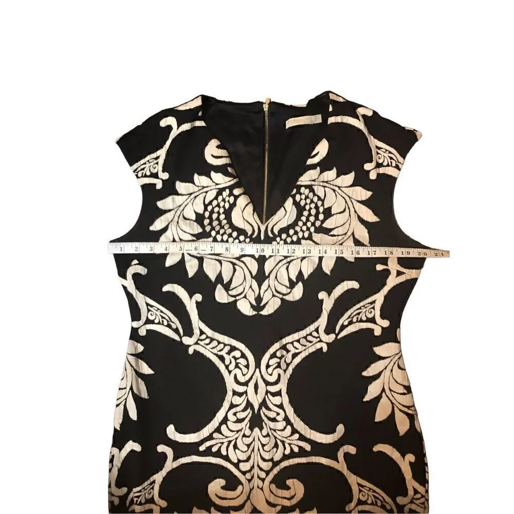 New York & Company black and cream floral botanical midi dress size LP - Image 12