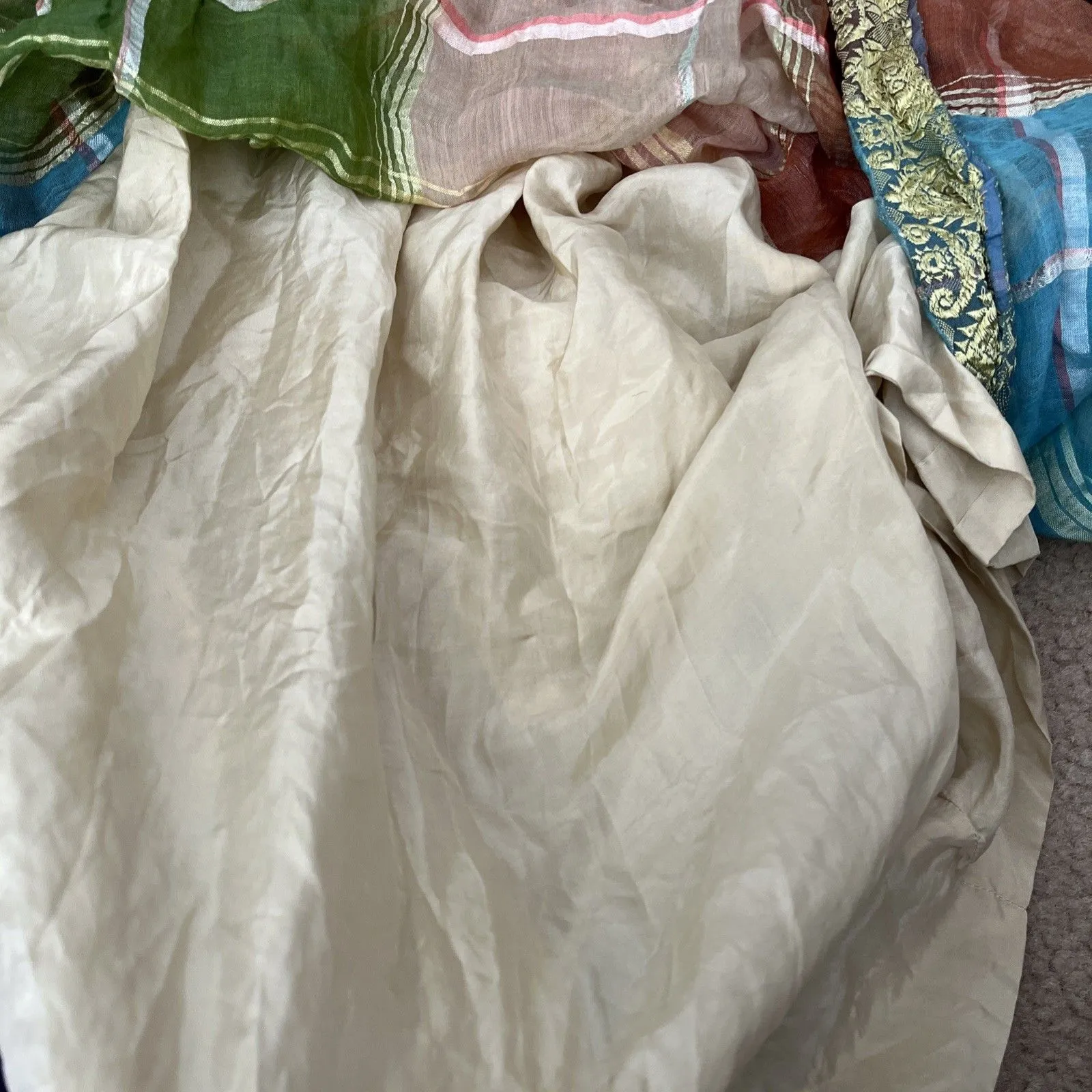 Vtg Multicolor Plaid Bohemian Maxi Dress XS Celestial Zodiac Hippie Silky Indian - Image 12