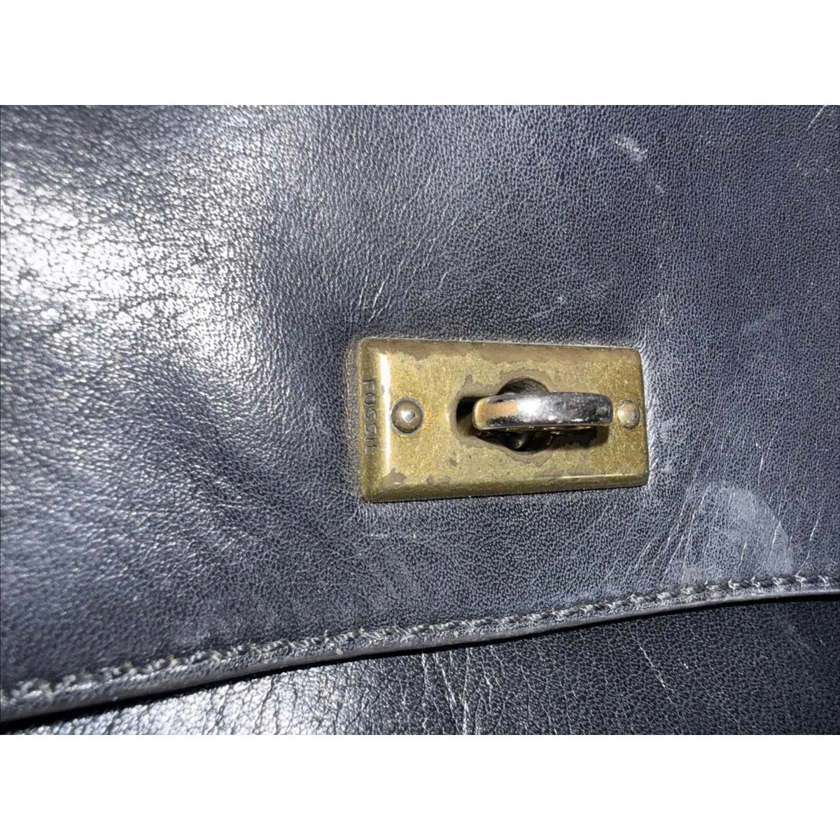 Vintage Fossil Old Money Minimalist Cowhide Leather Saddlebag Crossbody Purse - Image 10