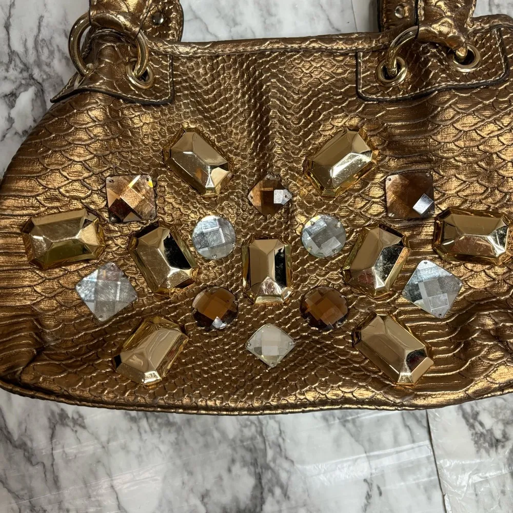 Vintage Chunky Y2K Shoulder Bag Gold by Kathy Van Zeeland 90s Gems - Image 2