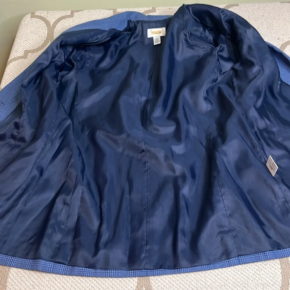 Talbots linen blend blue button front blazer jacket boyfriend longline - Image 6