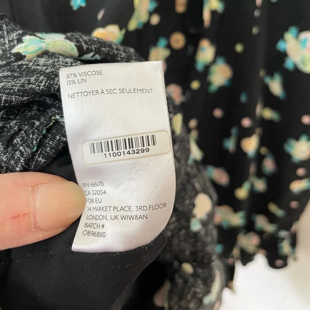 Free People Like A Lady Citrus Printed Mini Dress Black Ruffle ~ Size Small - Image 11