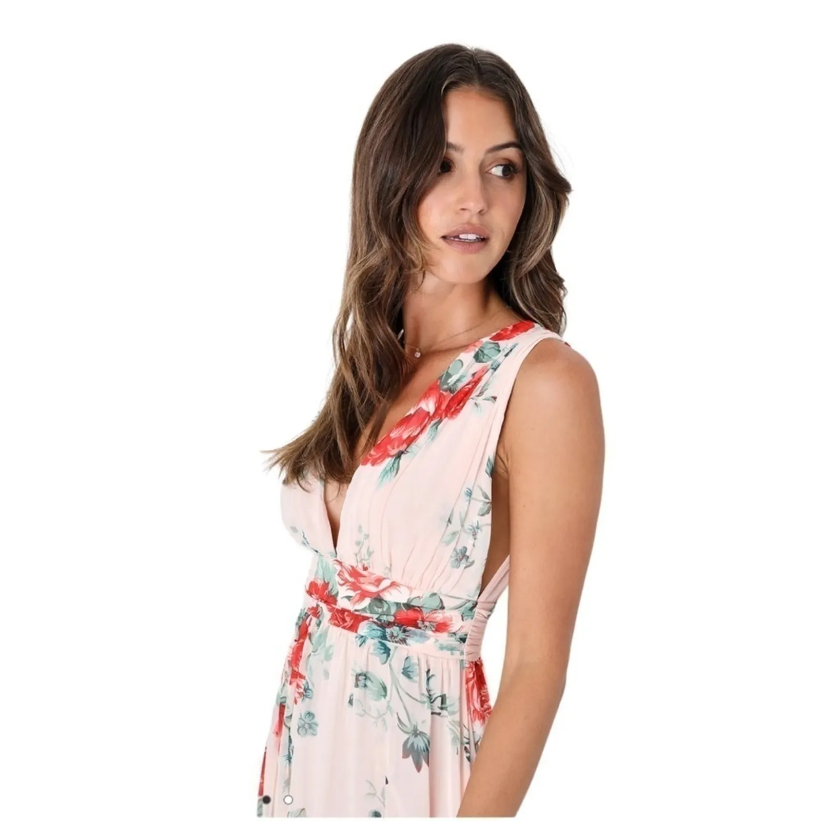 LULU’S Garden Meandering Blush Floral Print Maxi Dress Size S - Image 8