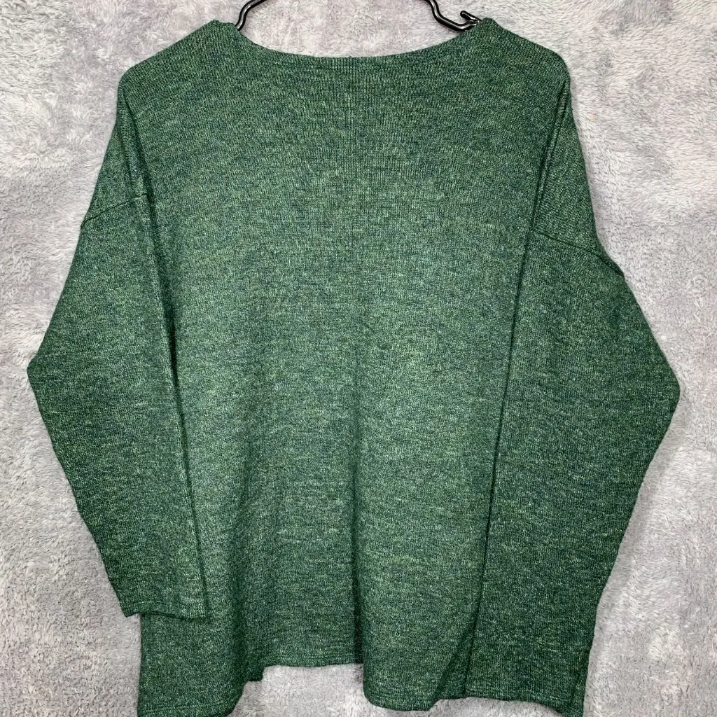 Manam Women’s Open Front Cardigan Green Long Sleeve Size S Pockets Polyester Ble - Image 7