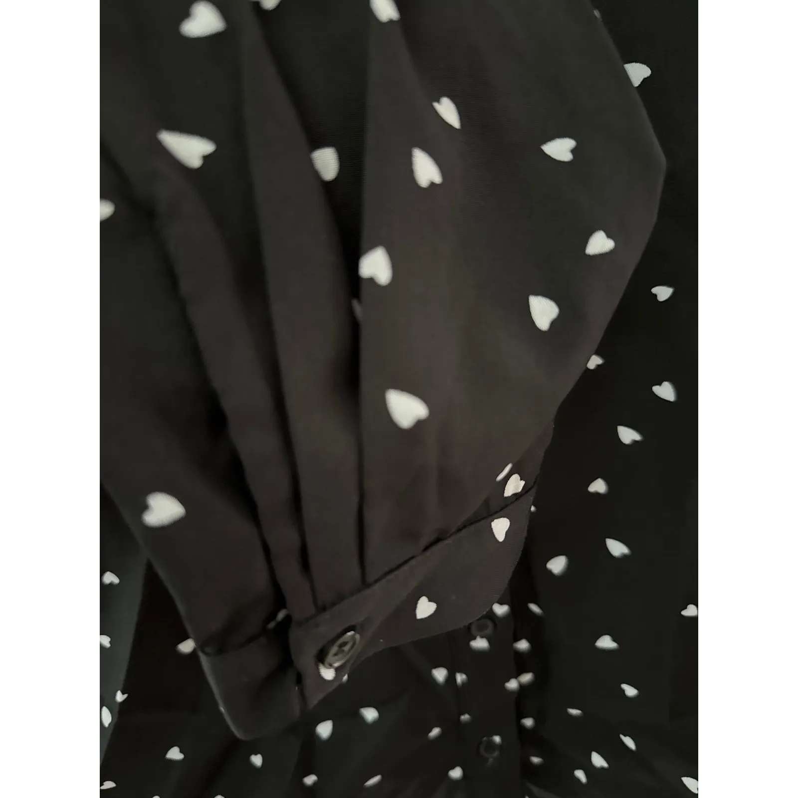 THE SHIRT Rochelle Behrens Western Heart Print Velvet Button Down Shirt Sz Small Black - Image 8