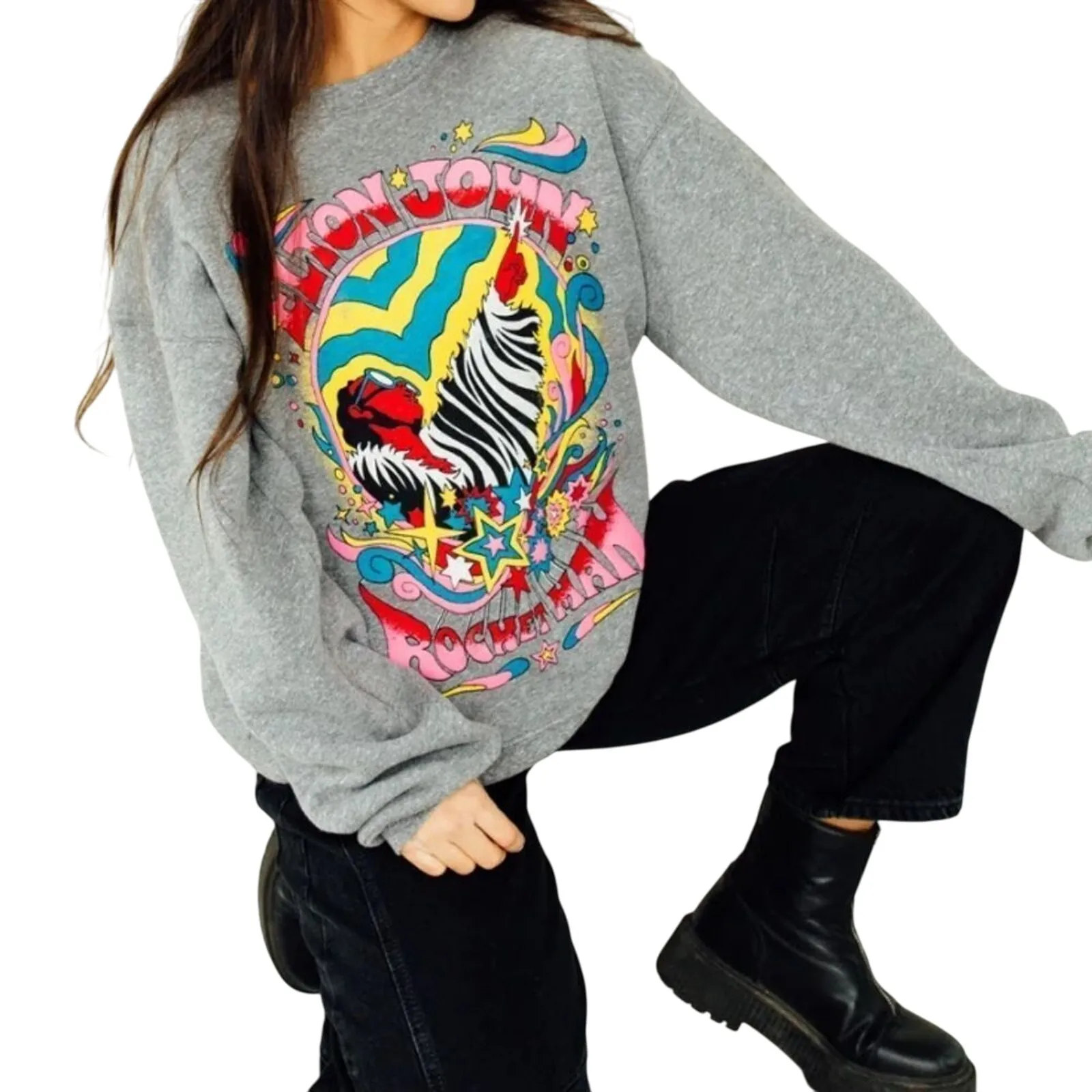 DAYDREAMER Elton John Rocket Man BF Crew Neck Sweatshirt, New with Tag $136 - Image 12