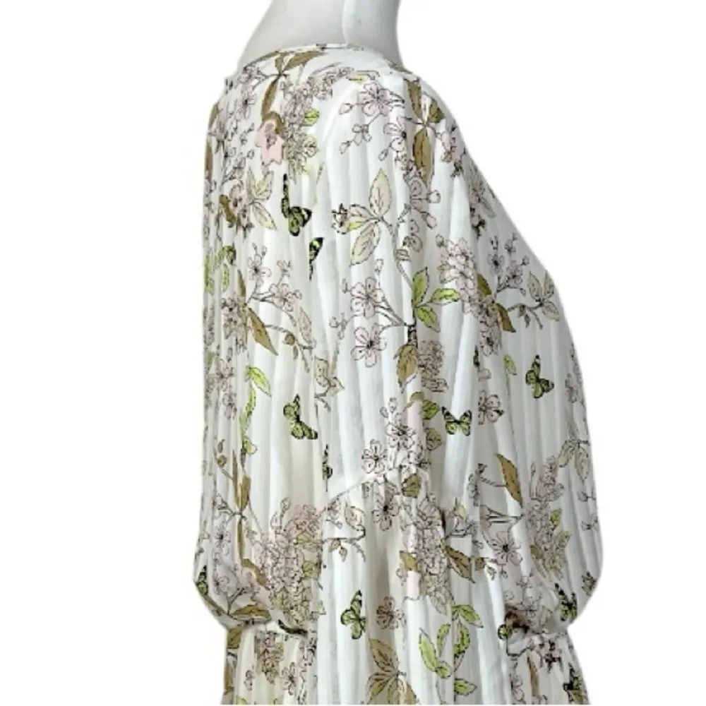 Charming Charlie Dress Blouson Bell Sleeve Cream Pink Floral Women’s Size XL - Image 7