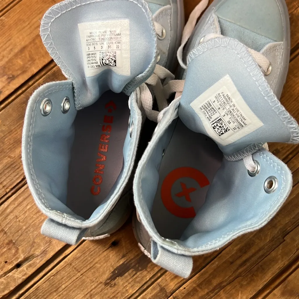 Women’s Kids CX blue pink Converse Blue High-Top Sneakers canvas Chuck Taylor - Image 5