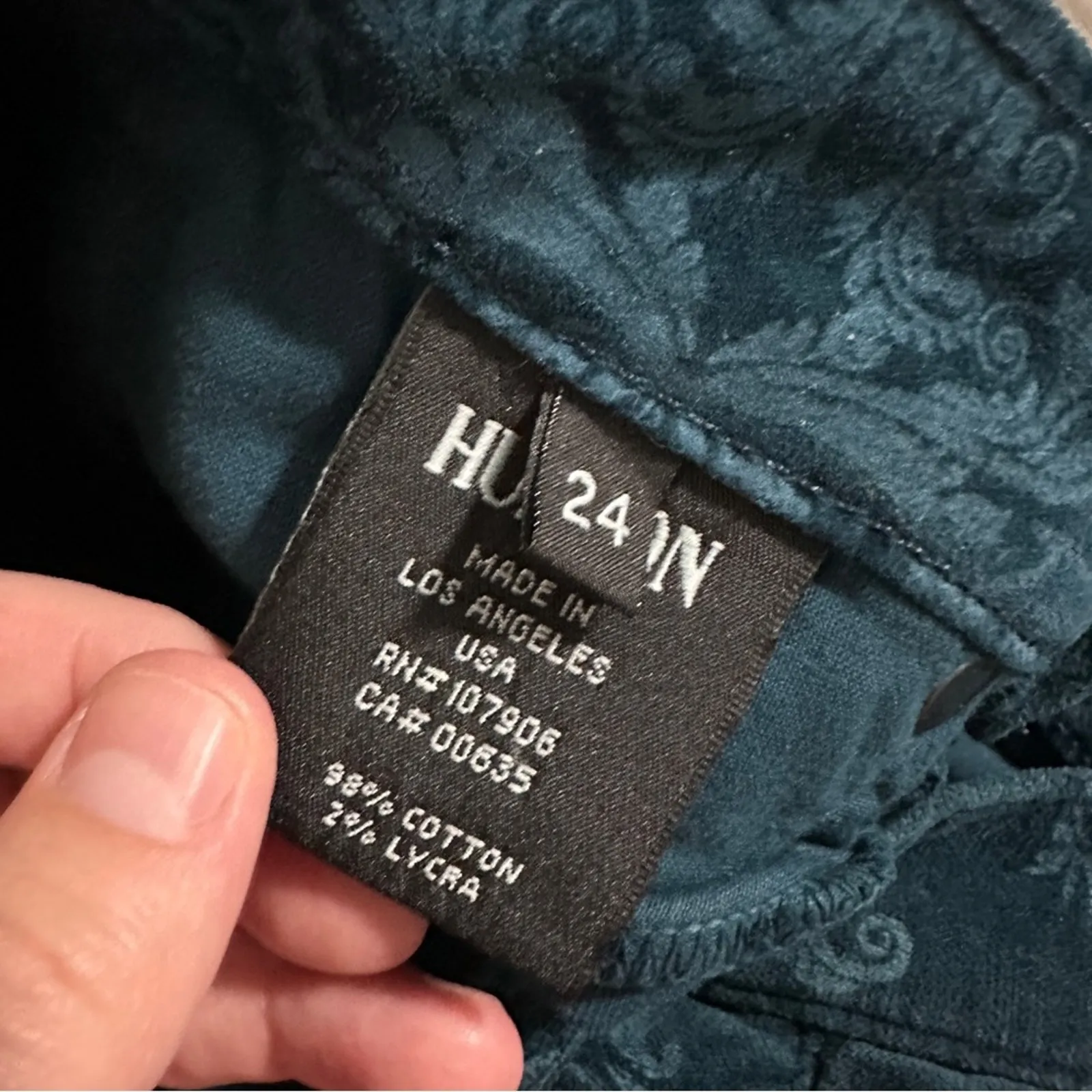 Hudson‎ Nico Velvet Brocade Victorian Navy Blue Mid Rise Pants Size 24 - Image 7