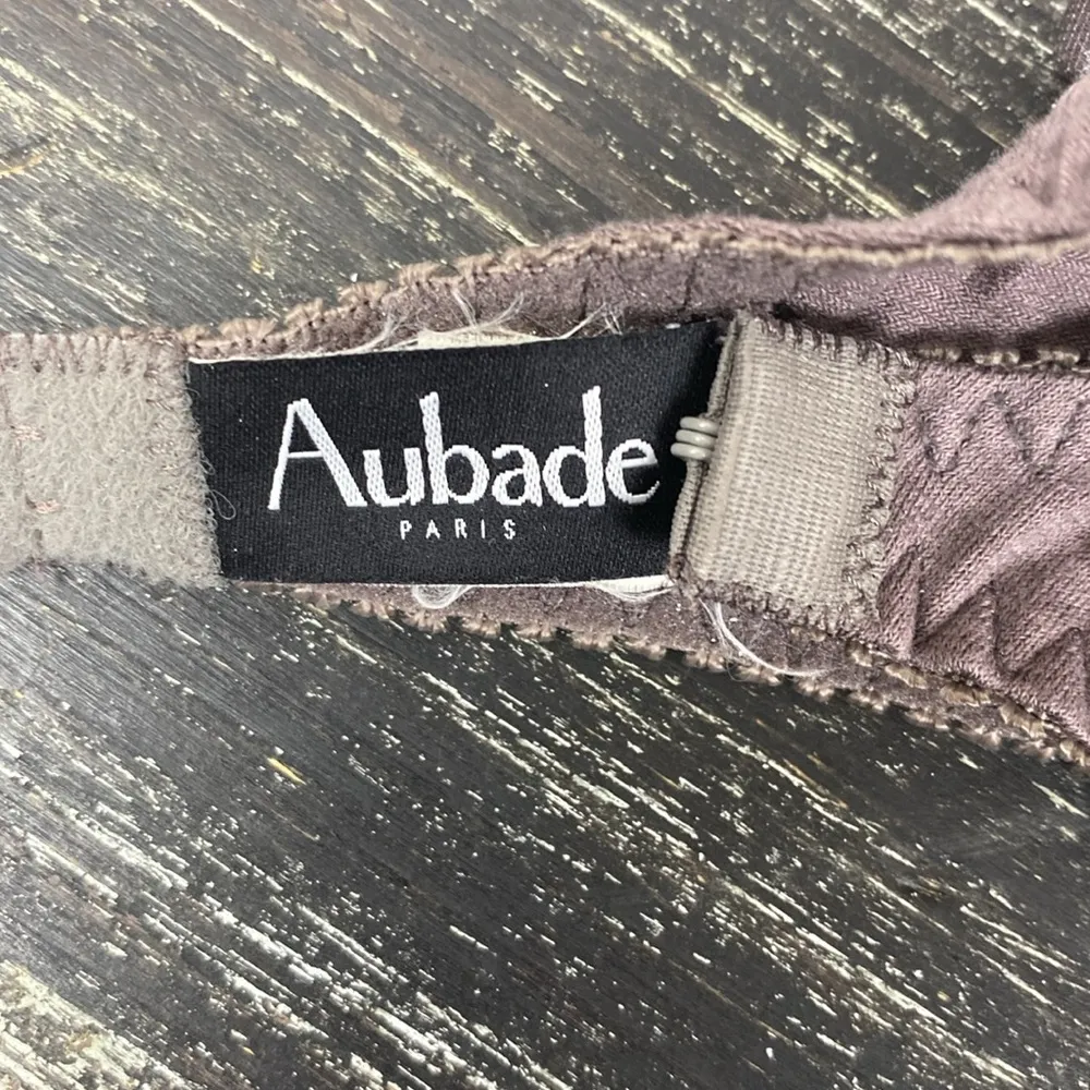 Aubade Paris Taupe & Pink Unlined Underwire Embroidered Bra 36C Brown Size undefined - Image 5