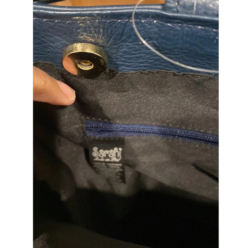 Sarahí blue tribal accent tassel backpack bohemian indigenous faux leather - Image 9