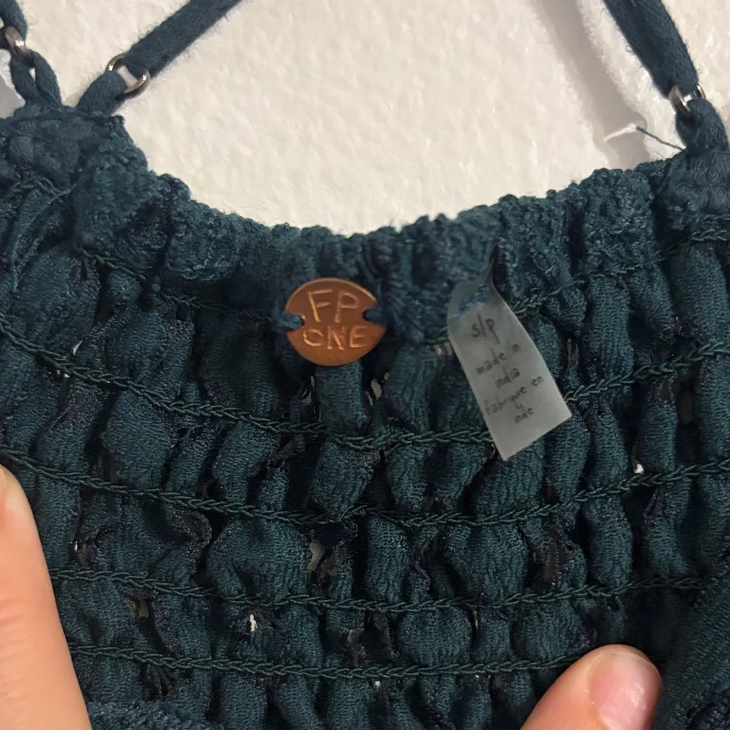 Free People Dark Teal Asymmetrical Dress - Image 2