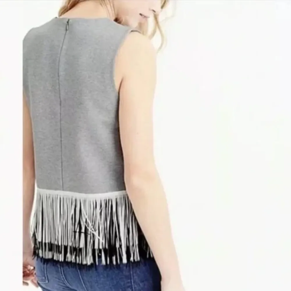 J Crew Fun in Fringe sleeveless top with fringe border hem size XS - Image 26