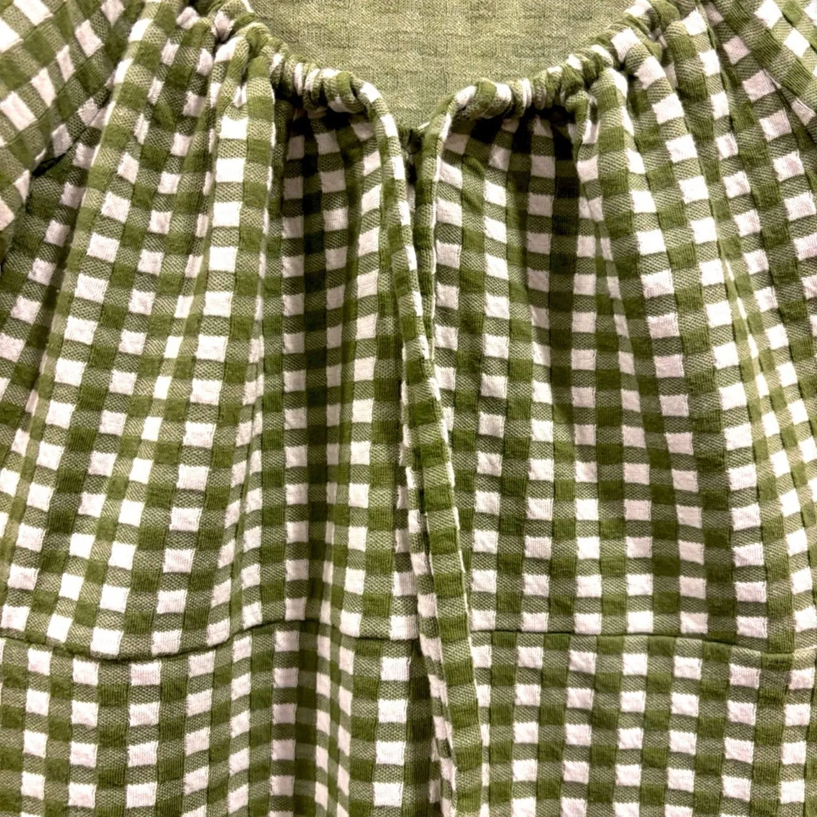 MADEWELL Puff-Sleeve Dress Gingham coquette cottage checkered, Green white, XS - Image 6