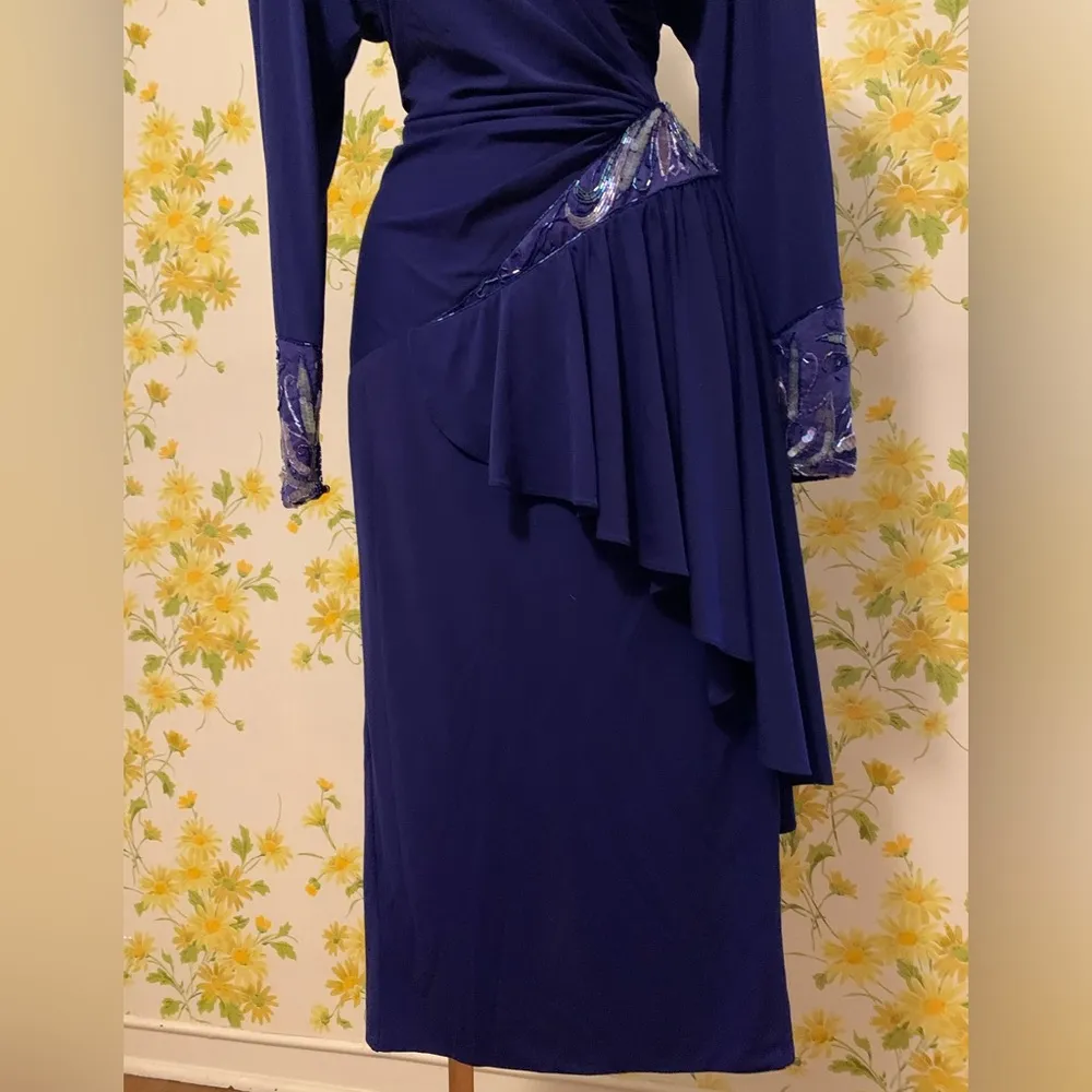 Vintage  open back sequin mid calf dress - Image 4