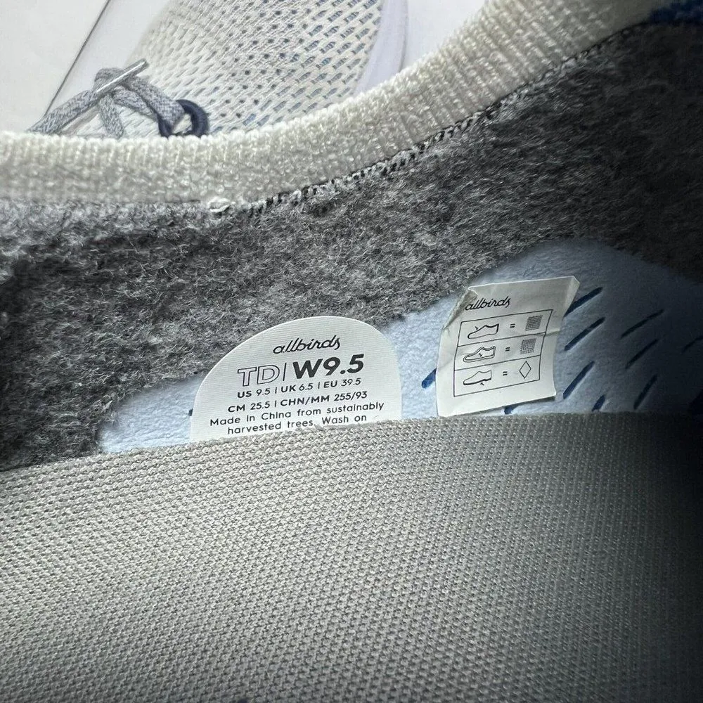 Allbirds Women's Size 9.5 TD Tree Dasher Running Shoe Sneaker White Blue Knit - Image 7