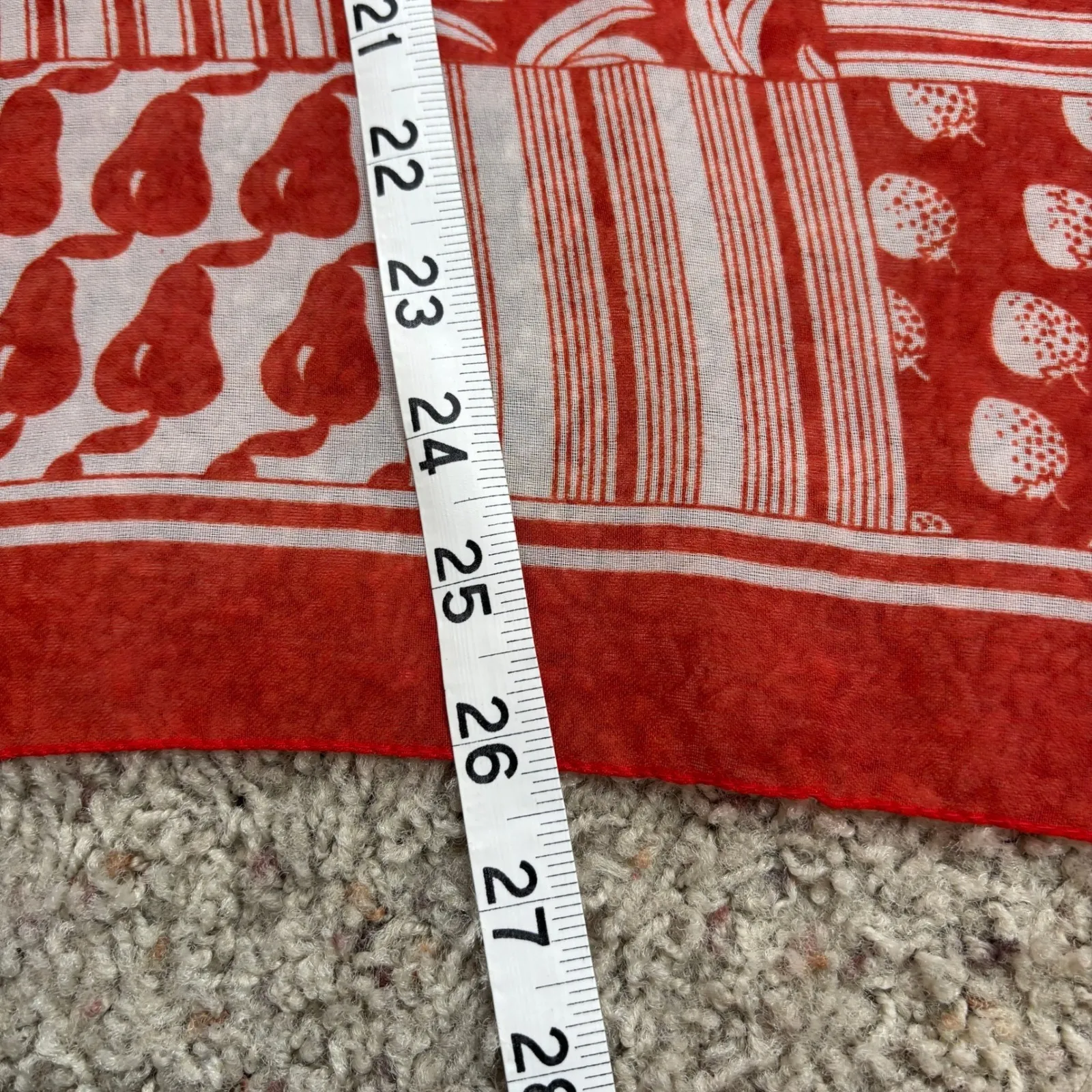 VTG Morsly Italy Red Fruit Bandana Square Scarf Strawberry Pear Banana Grape - Image 7