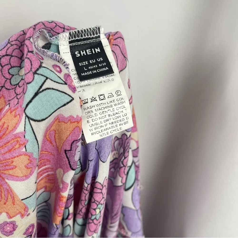 SheIn Large Floral Boho Retro Jumpsuit Spring Summer Flowy Wide Leg Hippie - Image 5