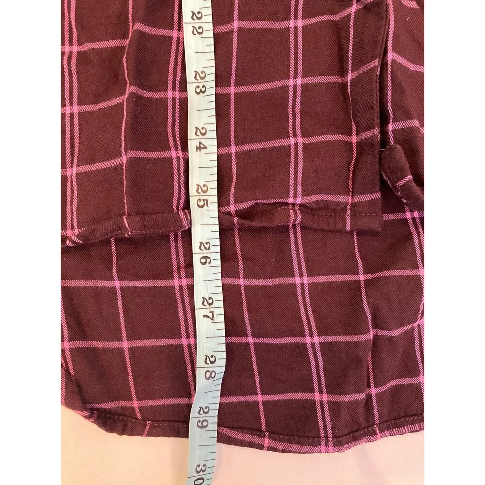 Madewell Purple Brown Plaid Oversized Nikki Flannel Button Down PJ Top EUC Sz S - Image 12