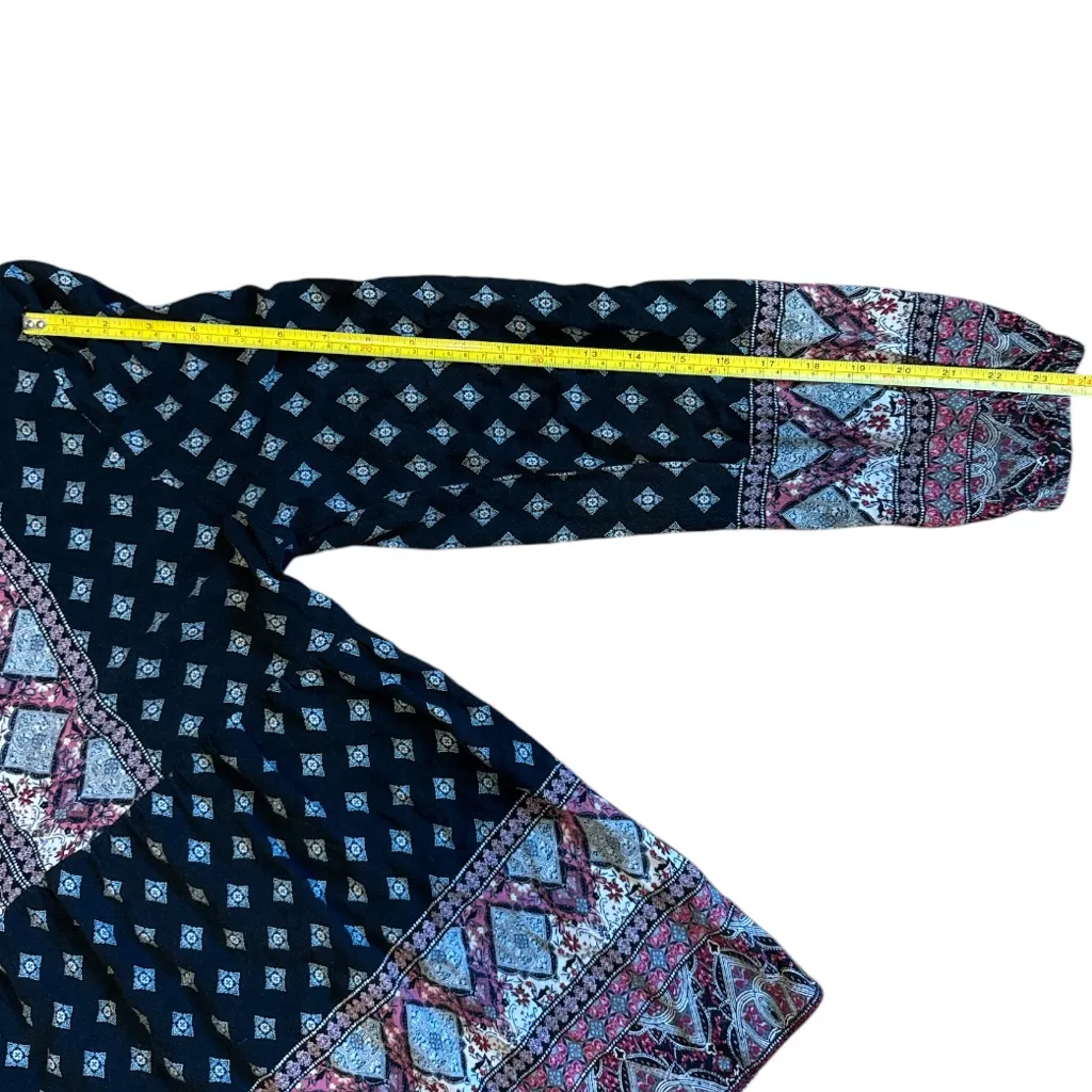 Artesia Boho‎ Long Sleeve Floral Empire Waist Top Black Pink Size XL - Image 9