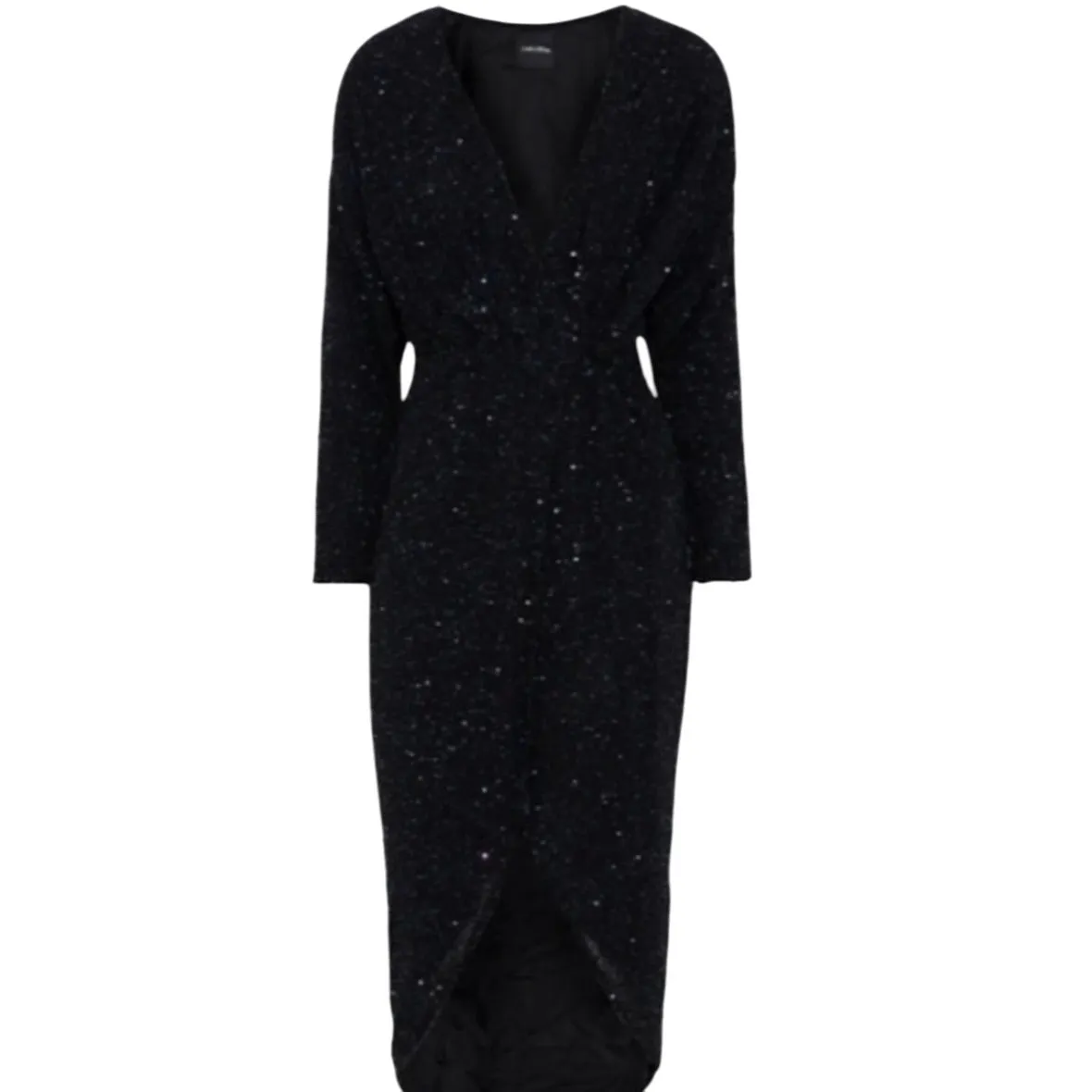 Retrofete Jasmine Black Sequin Wrap Midi Dress NWT Size Small - Image 14