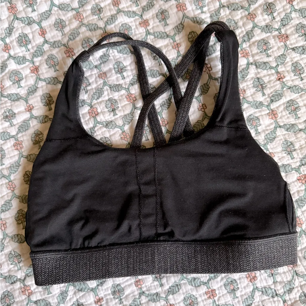 LULULEMON Herringbone Sports Athletic Bra in Grey Black 2 - Image 4