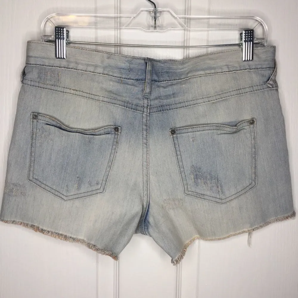 Free People Distressed Denim Shorts Light Wash - Image 11