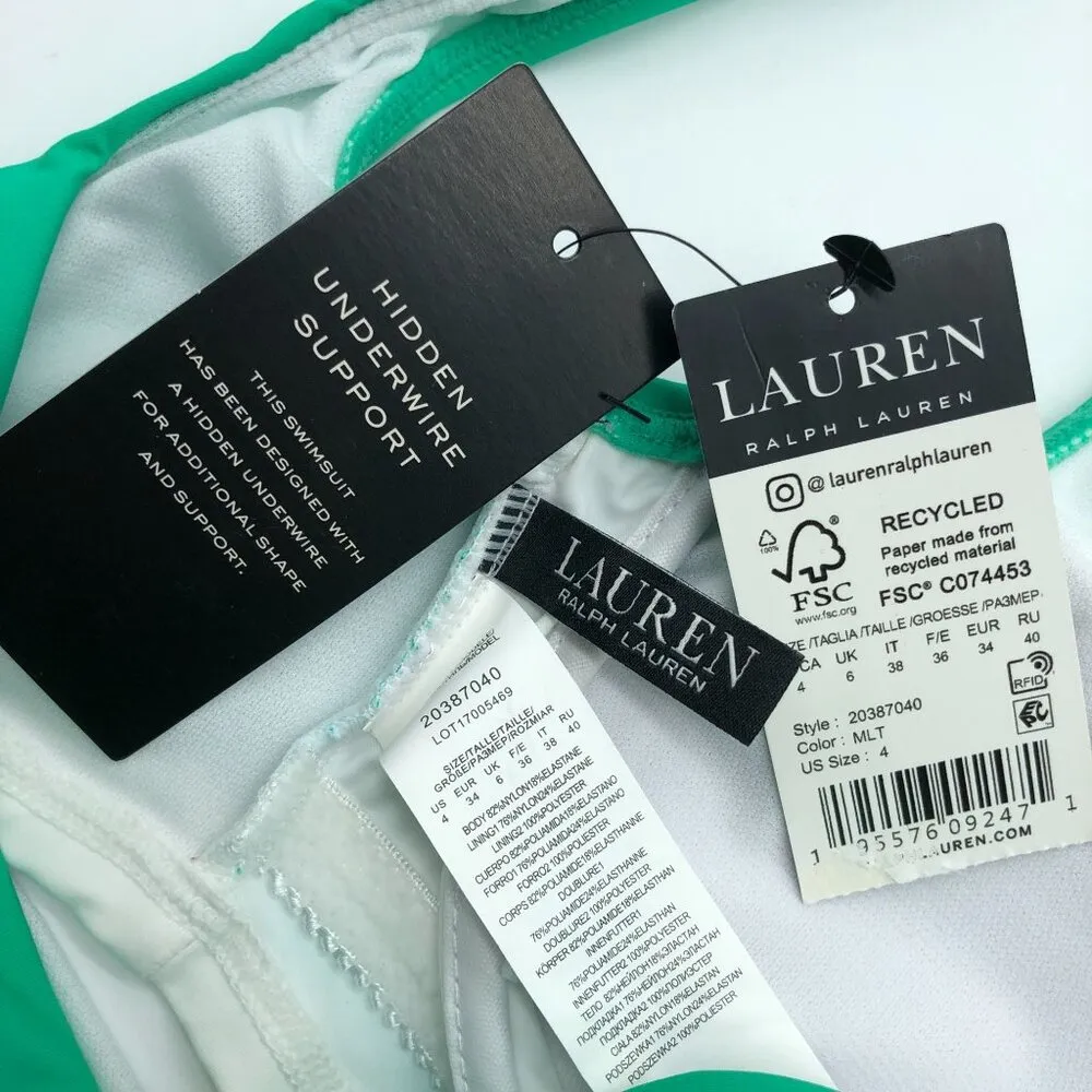 Lauren Ralph Lauren Green Ombre Bikini Swim Top Hidden Underwire Support Size 4 - Image 5