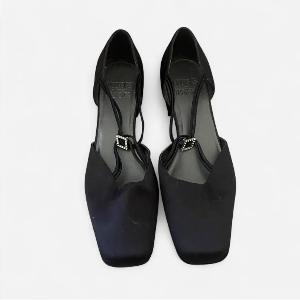 Vintage 90s Y2K Mootsies Tootsies Square Toe Rhinestone Jewel Heels Black US 10 - Image 2