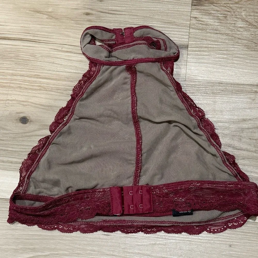 Olivacous Maroon Lace Halter Bralette Women’s Small - Image 2