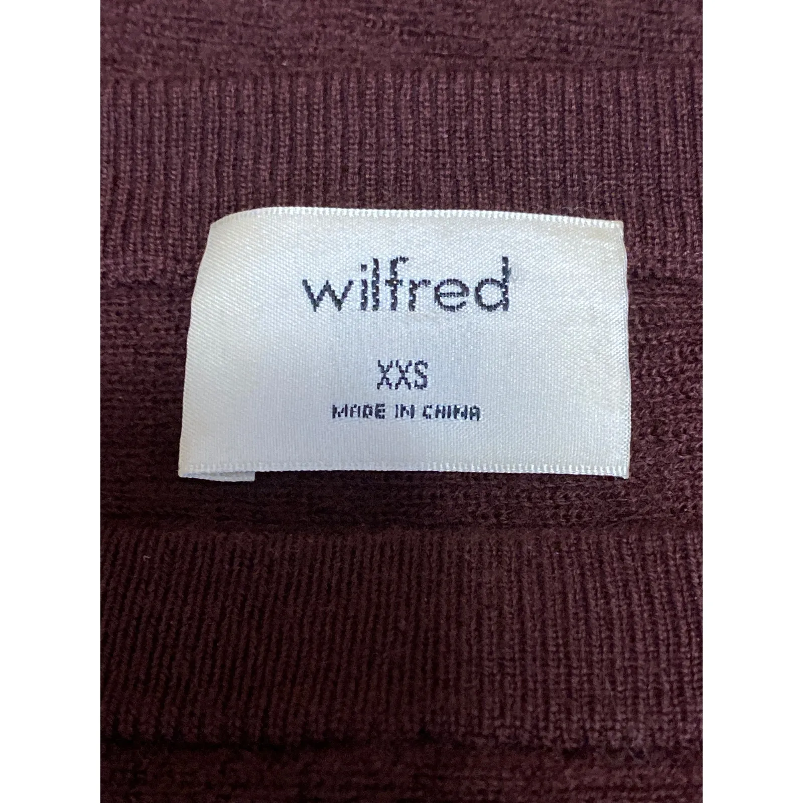 Aritzia Wilfred 100% Merino Wool Brown Knit Long Sleeve Crop Sweater Top Sz XXS - Image 3
