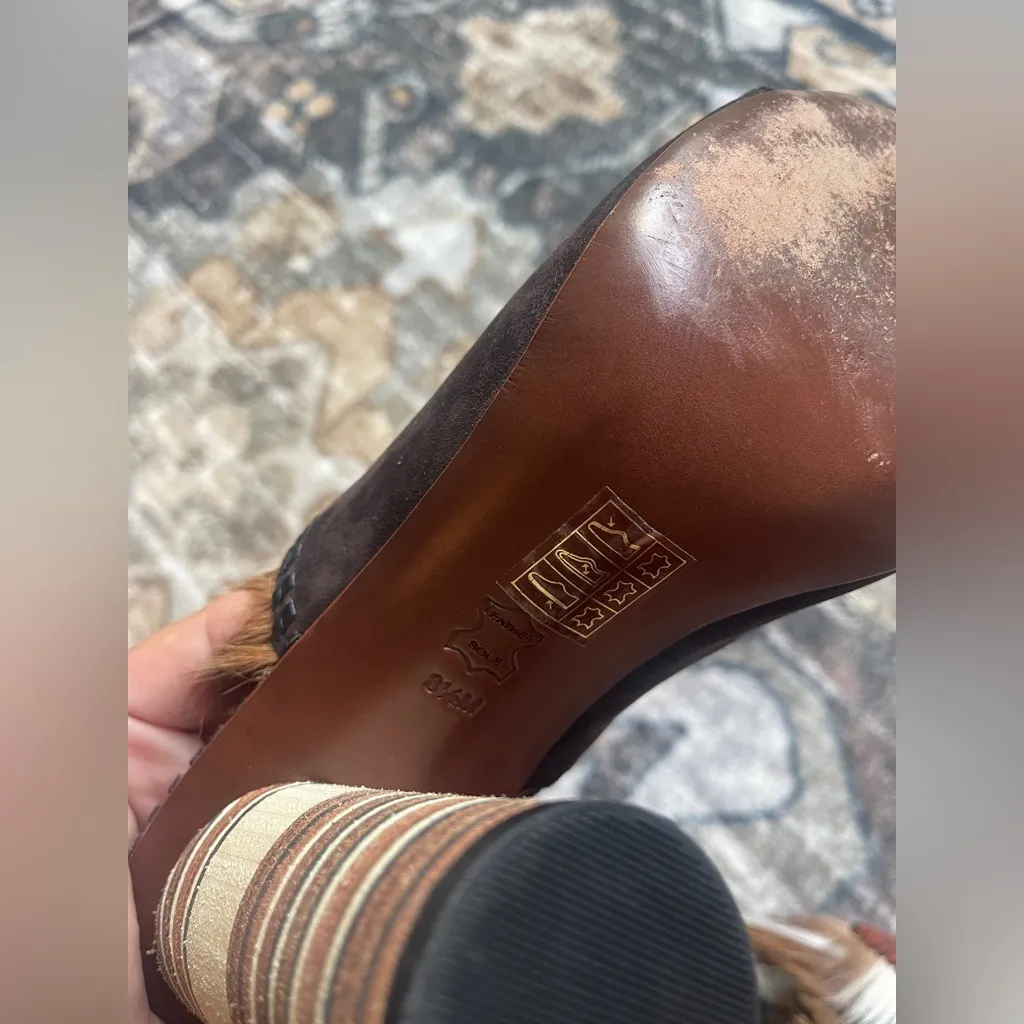 Tory Burch Mules Phoenix Mule Block Heels Feather Slip On - Image 6