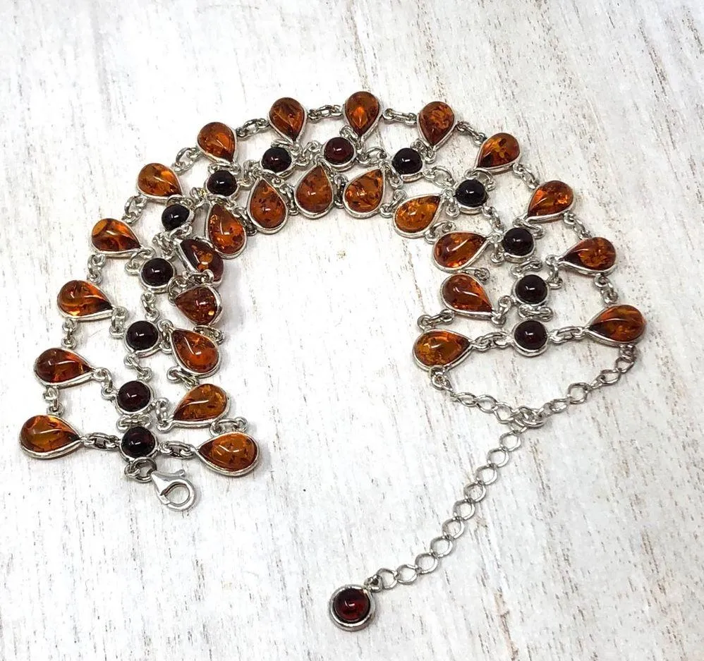 Baltic Amber, sterling silver lace bracelet, 22.2g - Image 2