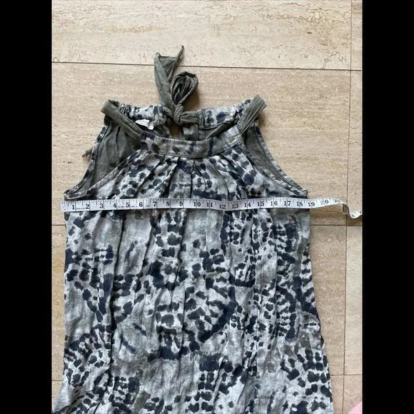 Bellambra Shift Dress Women's XS Green Blue Tie Dye‎ Linen Sleeveless Tank Midi - Image 2