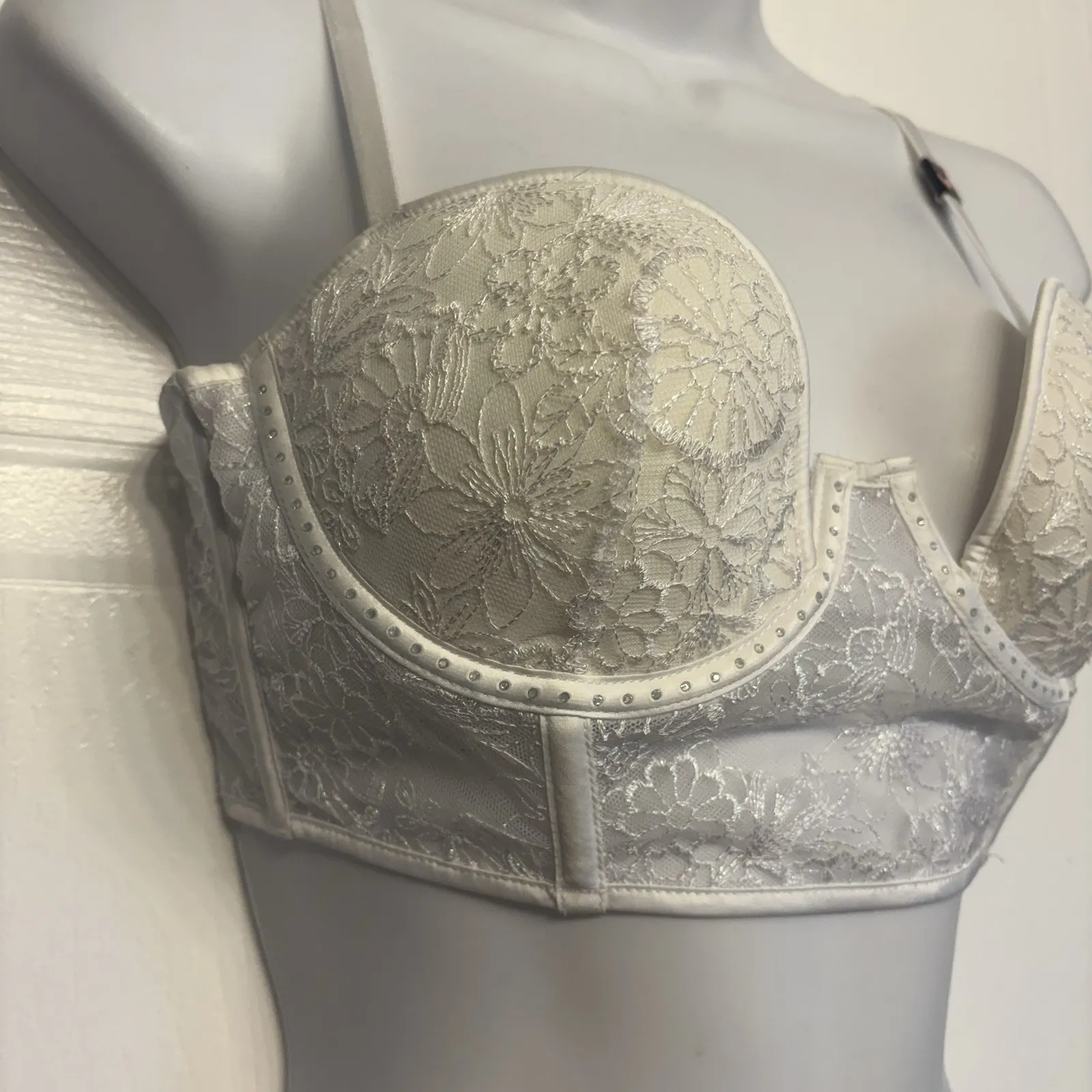 Victoria's Secret Balconette Corset White Lace Bustier Longline Bra Size 34C NEW - Image 2